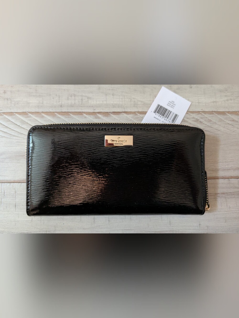 kate spade Busby Place Black Patent Leather Zip Wallet